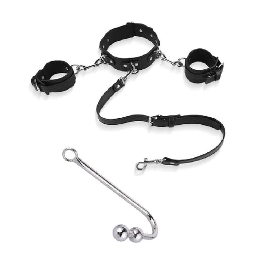 with Collar 5334 Elegant Beaded Cuffs and Hook Anal 0928